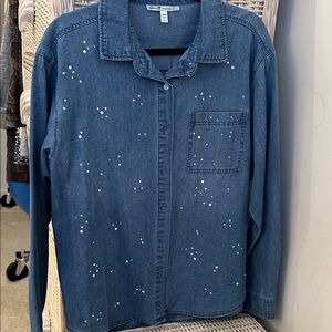 Seven7 Denim shirt jacket with Embellishments